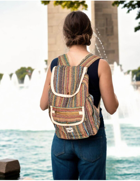 Kimago Unisex Backpack: Authentic Indian Hemp Craftsmanship, Multifunctional and Adjustable