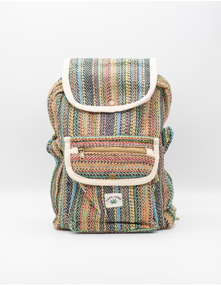 Sac à dos unisexe Kimago : fabrication artisanale authentique en chanvre indien, multifonctionnel et ajustable