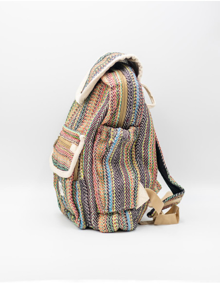 Zaino unisex Kimago : autentico artigianato indiano in canapa, multifunzionale e regolabile.