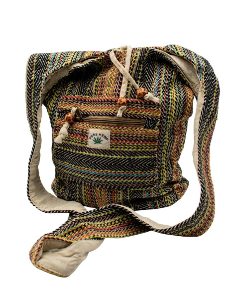 Bolsa de ombro hippie de cânhamo: autêntico artesanato indiano, espaçosa e versátil.