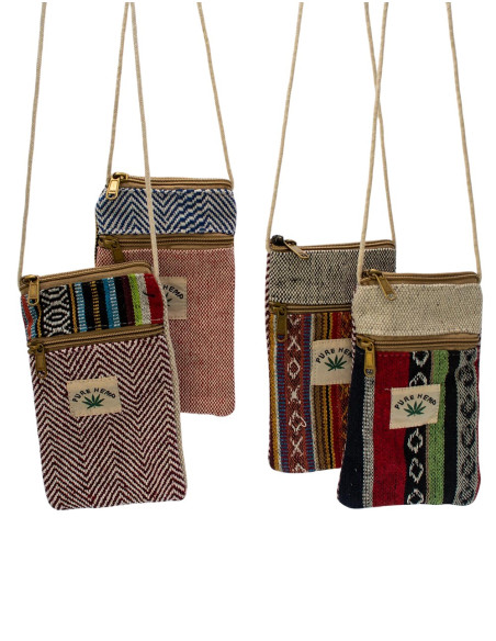 Petit sac bandoulière en chanvre pour téléphone portable – Style ethnique bohème