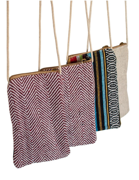 Bolsa transversal pequena de cânhamo para celular – estilo étnico boho