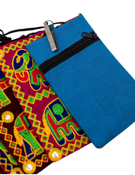 Bolsa transversal em formato de elefante para celular – Bolsa étnica boho feita à mão
