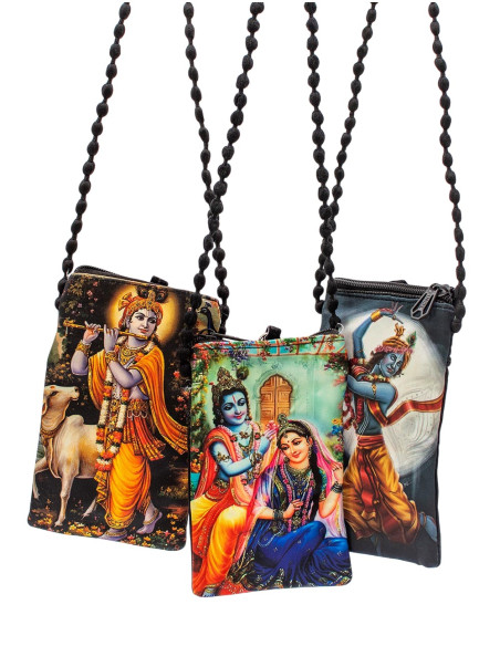 Bolsa de ombro para celular com deuses hindus – Bolsa étnica feita à mão