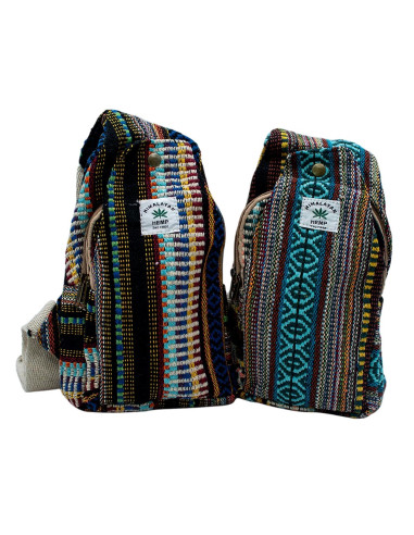 Dreieckiger Rucksack aus mehrfarbigem Hanf –...