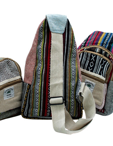 Sac à dos triangulaire en chanvre avec détails...