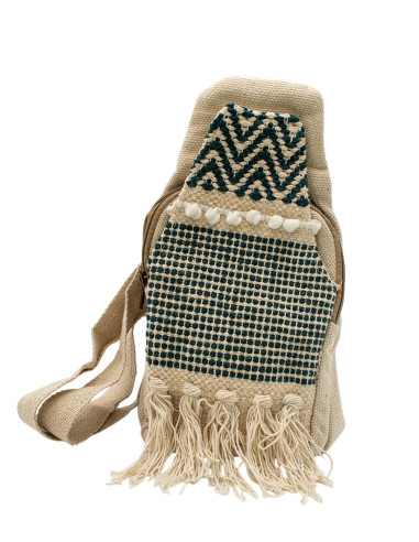 Mochila triangular boho de algodão – Artesanato...