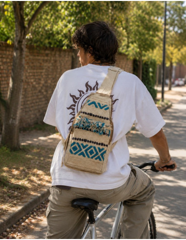 Sac à dos triangulaire bohème en coton –...