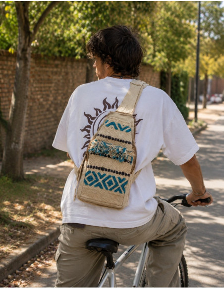 Mochila triangular boho de algodão – Artesanato étnico indiano