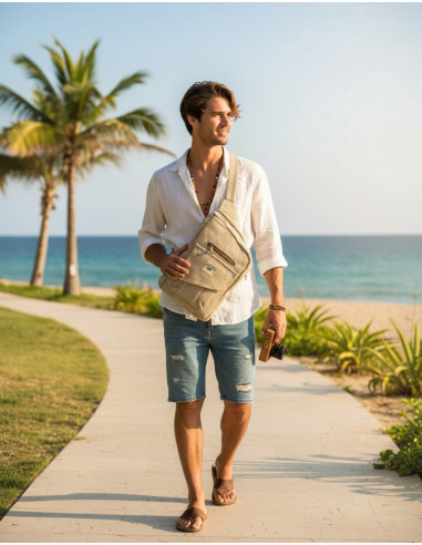 Asymmetrischer Rucksack aus Naturhanf – Unisex,...