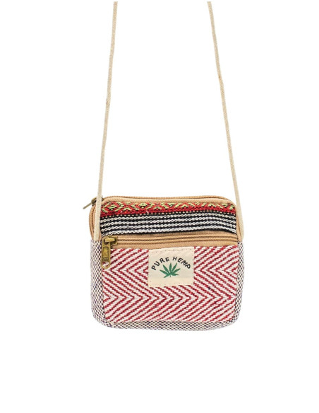 Piccola borsa a tracolla in canapa fatta a mano – Portamonete etnico boho