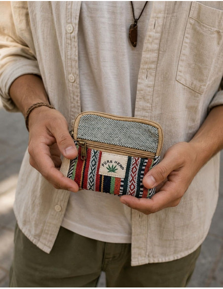 Borsetta in canapa fatta a mano 12x12 cm – Accessorio boho unisex
