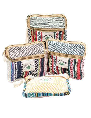 Handmade Hemp Purse 12x12 cm – Unisex Boho...