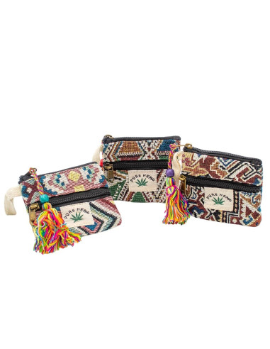 Bolsa de cânhamo artesanal com pompom –...
