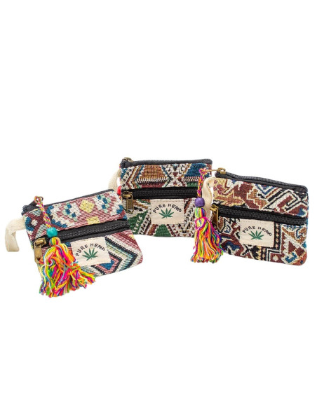 Sac à main en chanvre fait main avec pompon – Accessoire ethnique bohème