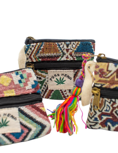 Sac à main en chanvre fait main avec pompon –...