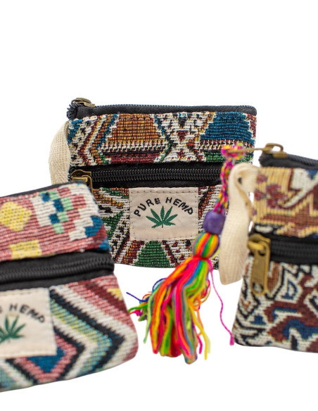 Handmade Hemp Purse with Pompom – Ethnic Boho Accessory
