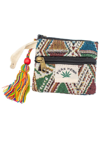 Bolsa de cânhamo artesanal com pompom – Acessório étnico boho