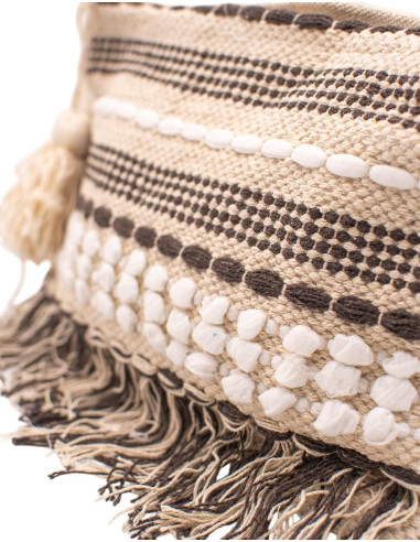 Borsa a tracolla boho con frange e pon-pon –...