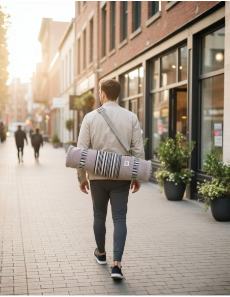 Borsa per tappetino yoga in canapa – Copertina Boho Kimago fatta a mano