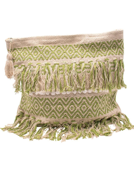 Sac bohème vert clair à pompons – Sac fait main d'inspiration indienne