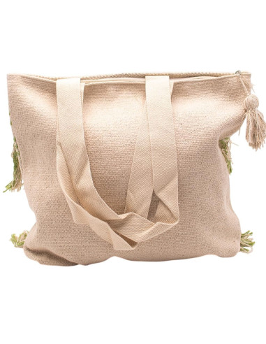 Sac bohème vert clair à pompons – Sac fait main...