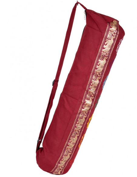 Burgunderrote Yogamatten-Tasche aus Baumwolle – Kimago Bezug