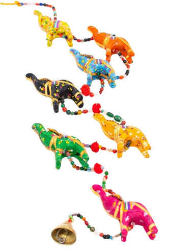 Pingente decorativo com 7 elefantes de tecido –...