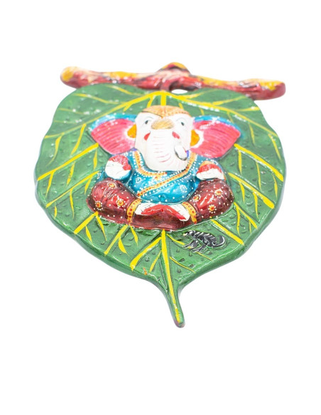 Tableau en métal de Ganesh avec relief – Décoration ethnique indienne