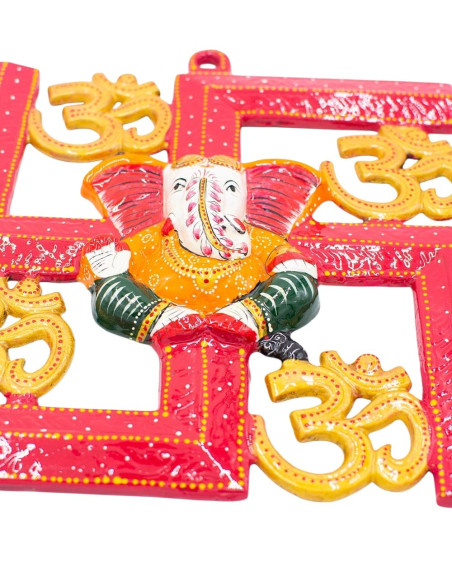 Image en métal de Ganesh ornée du symbole Om – Décoration indienne