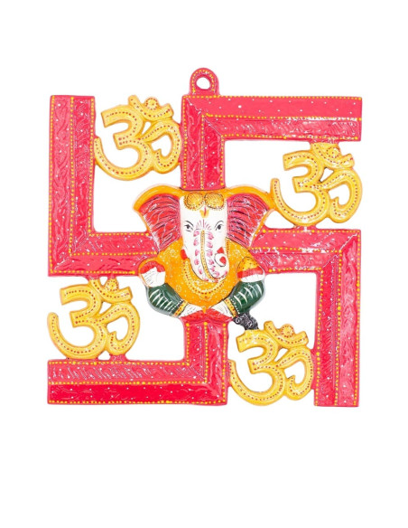 Ganesha-Metallbild mit Om-Symbolen – Indische Dekoration