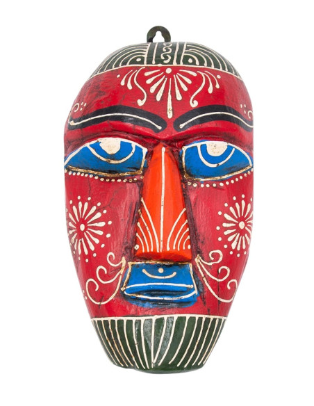 Máscara decorativa artesanal com desenho em relevo – Decoração étnica indiana