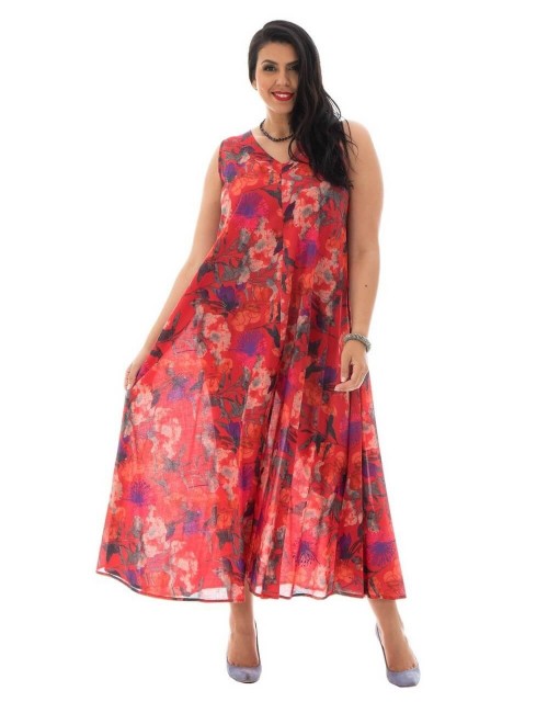 Kleid lang, breit, bogenrot