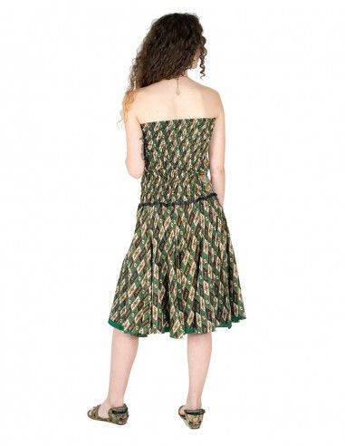 abito corto verde senza spalline