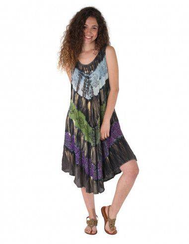 Kleid-Canarias-Strand-ärmellos-Hippie-Chic-Braun