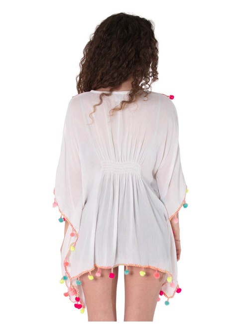 Poncho-blanc-pompons-boho-chic