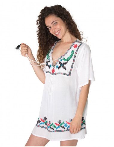 White-blouse-with-embroidery-colors-Tunisian-neck-Boho