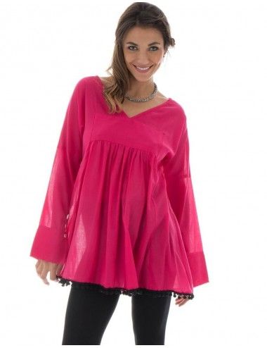 camicetta-donna-larga-con-pompon-larghi