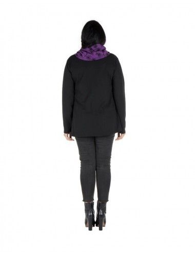 Bluse-Frau-plus-Größe-schwarz-lila-Stickerei 2