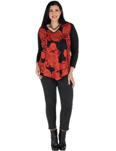 T-shirt-black-female-size-large-xl-printed-orange
