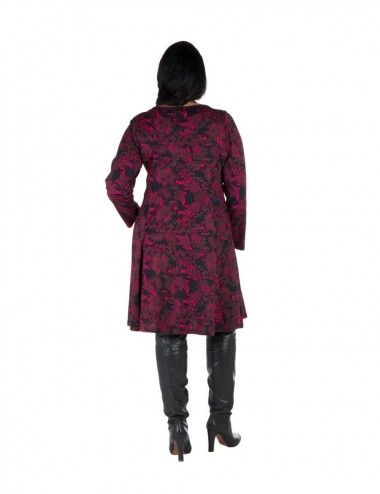 Kleid-plus-Größe-Schwarz-Blumendruck-Lila 2