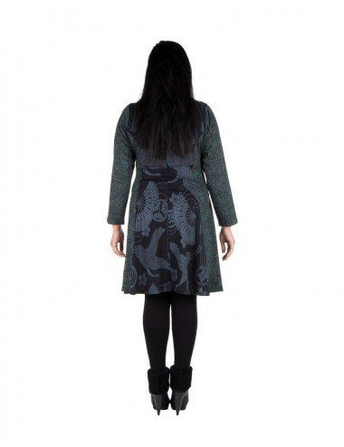 Kleid-plus-Größe-Schwarz-Print-Fenix-Grau 2