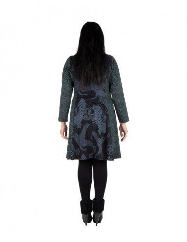 Vestido plus size-Black-Print-fenix-grey-back
