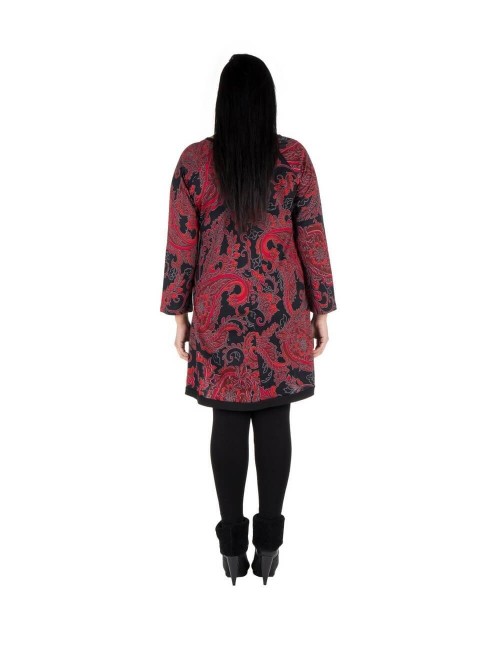 Kleid-plus-Size-Print-Paisley-unebener Rücken