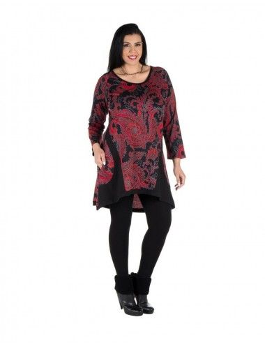 Robe-grande-taille-motif-cachemire-inégale