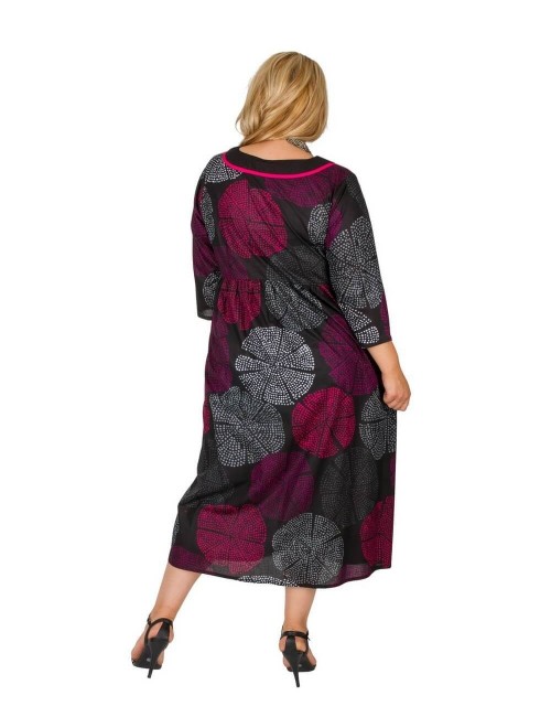 Dresses-printed-flared-midi-sleeves-ethnic-strings-Plus-sizes