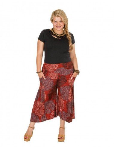 Pants-Red-printed-flared-ethnic-size-large-female