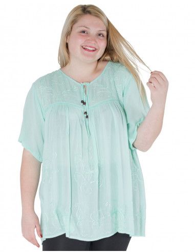camiseta-mujer-xl-suelta-mangas-cortas-verde-agua