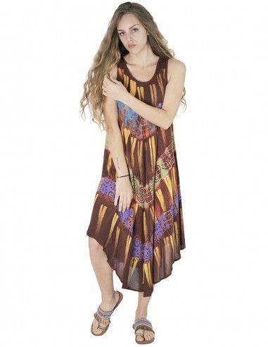 Dress-canaries-beach-without sleeves-hippie-chic-brown