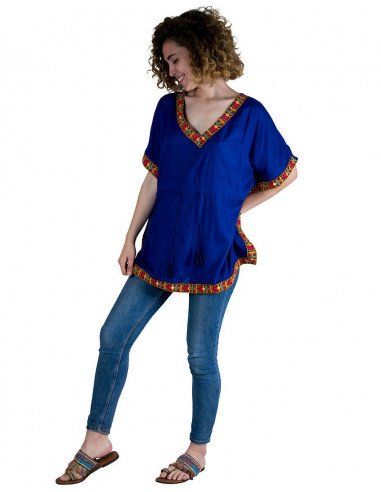 t-shirt-kaftan- summer-woman-hippie-blue-beach